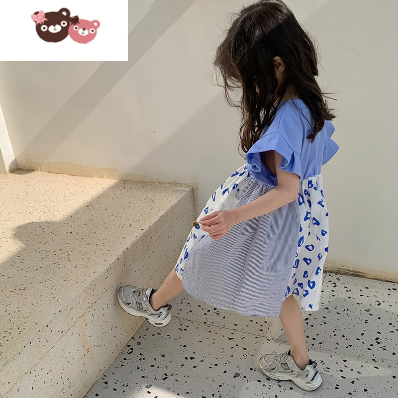 绿彩虹光女童连衣裙高级感2022新款洋气时髦儿童韩版裙子小清新宝宝夏装