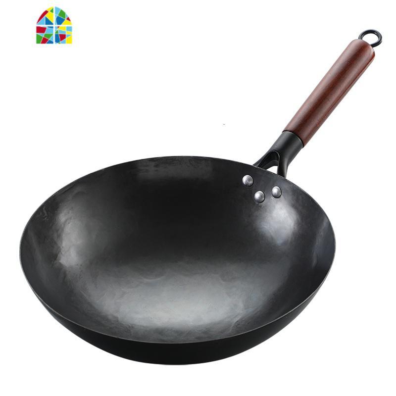 手打铁锅老式家用炒菜锅不粘锅无涂层  私人_熟铁锅