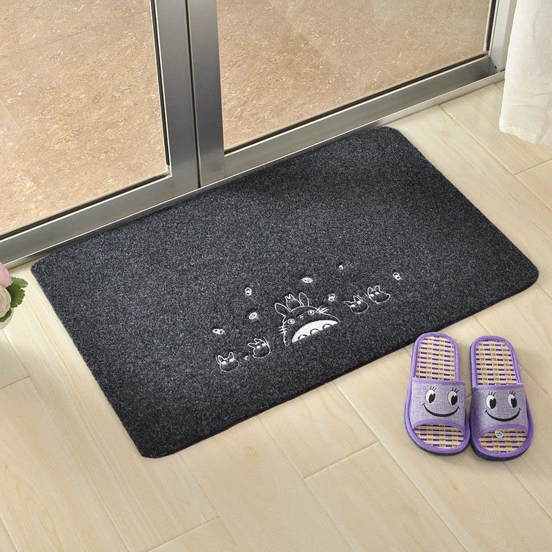 壹志地垫入户垫进户门脚踏垫进门垫门口脚垫门厅客厅卫生间吸水刺绣花防滑家用地垫卧室厨房浴室 龙猫黑色60*40图片