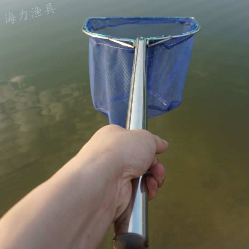 不锈钢抄网全套捕鱼捞鱼抄鱼网钓鱼网兜捞网鱼网鱼护小抄网二合一 柄长30cm 木把 特密网眼