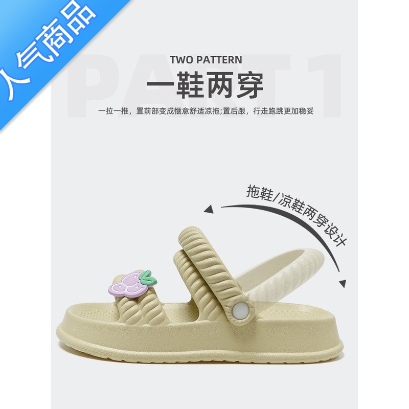 SUNTEK新款凉鞋女士夏季踩屎感软底时尚百搭户外两穿防滑海边沙滩拖鞋女高清大图