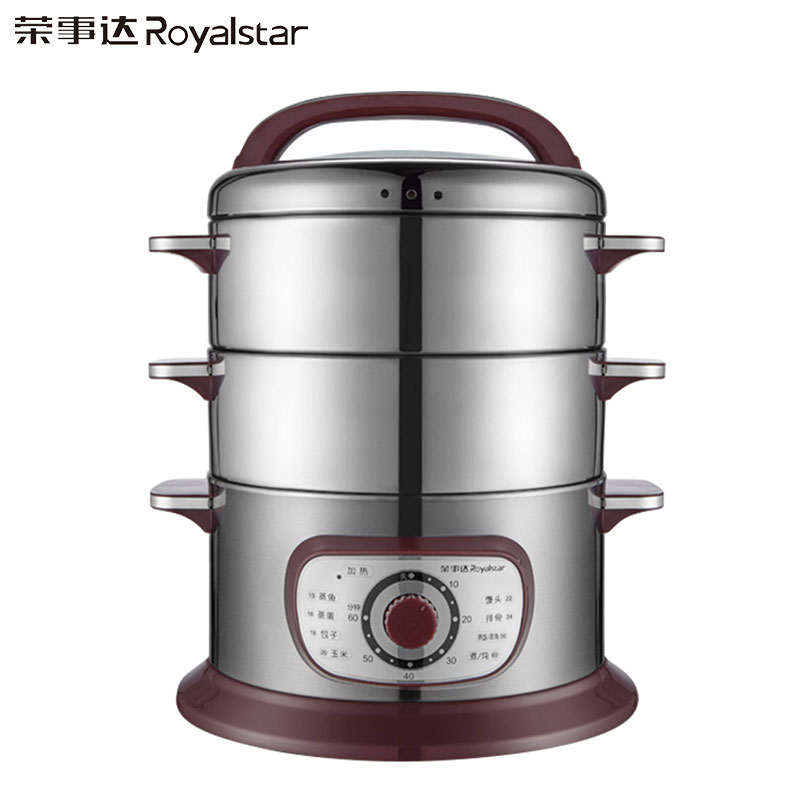 荣事达(Royalstar)多功能电蒸锅智能定时蒸煮炖涮双层不锈钢蒸笼多功能自动断电ZG13B2(D)