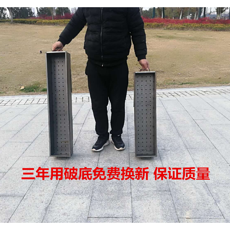 烧烤炉加厚钢板木炭烧烤架家用老式焊接户外烤肉加重冷轧钢摆摊炉O2|60*20*16带腿加烧烤网送赠品