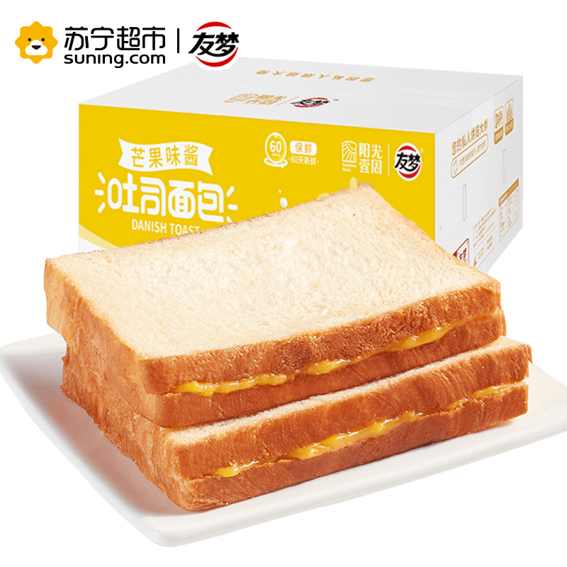 友梦 糕点 芒果夹心吐司面包1000g(糕点礼盒)