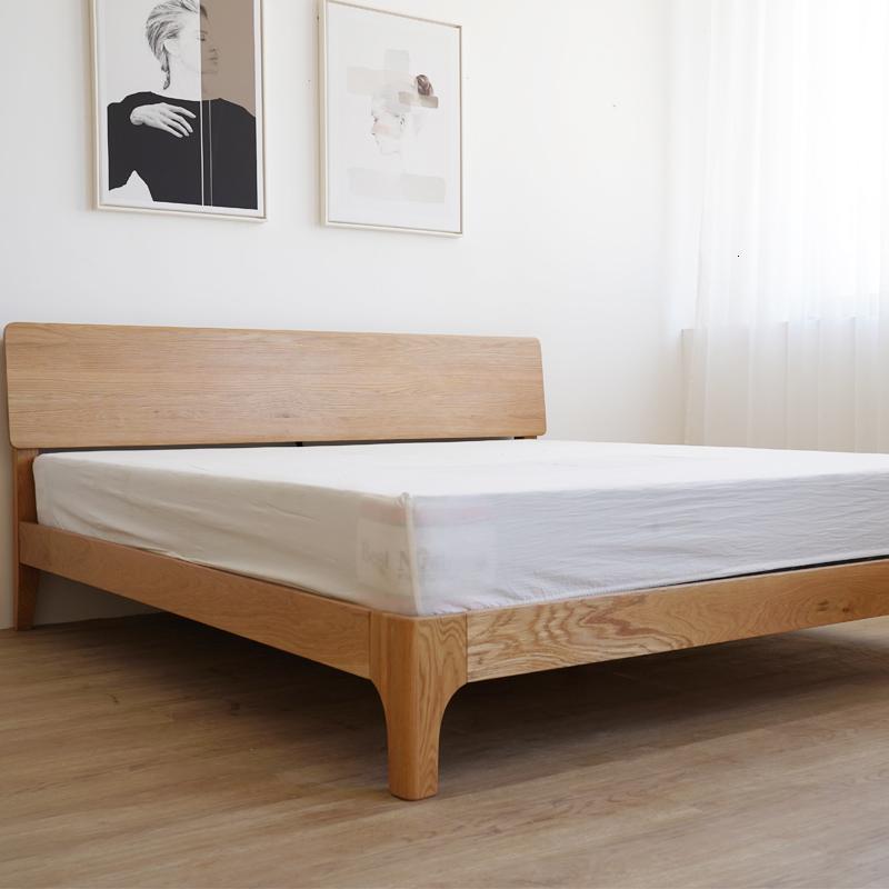 日式全实木双人床1518米白橡木床北欧简约收纳靠背床卧室家定制