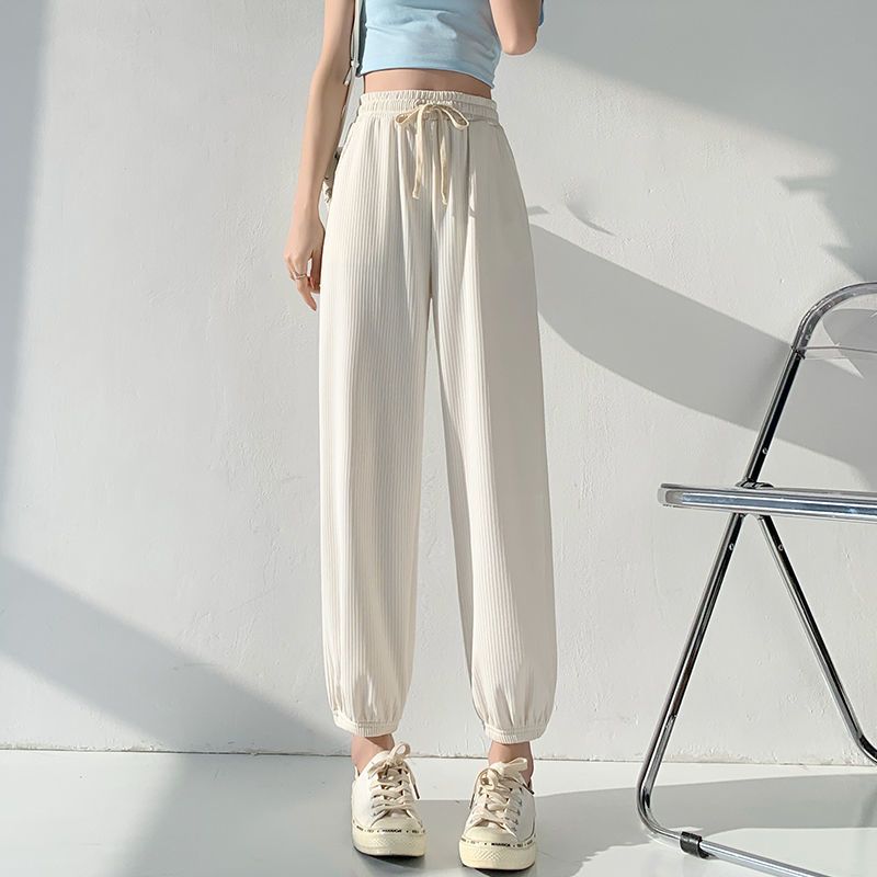 真维斯冰丝灯笼裤女夏季2022新款薄款高腰宽松显瘦垂坠感休闲潮流