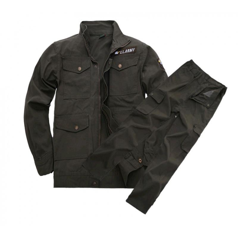 长袖电焊工作服套装男耐磨加厚帆布抗火花工装汽修劳保服上衣裤子