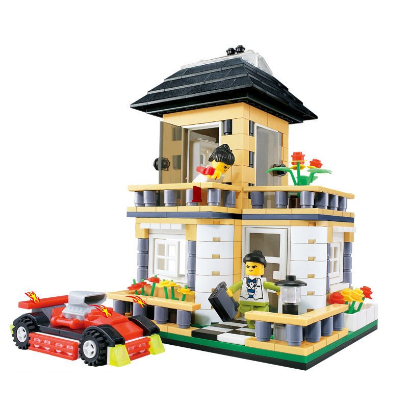 拼插积木别墅房子建筑模型diy小颗粒玩具兼容乐高31051234万格31054