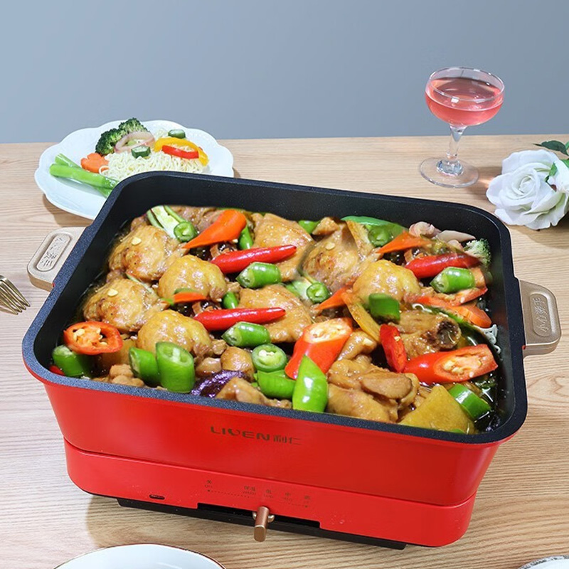 利仁料理锅4.3L多功能锅电烧烤锅煎锅家用电蒸锅LPHG-19高清大图