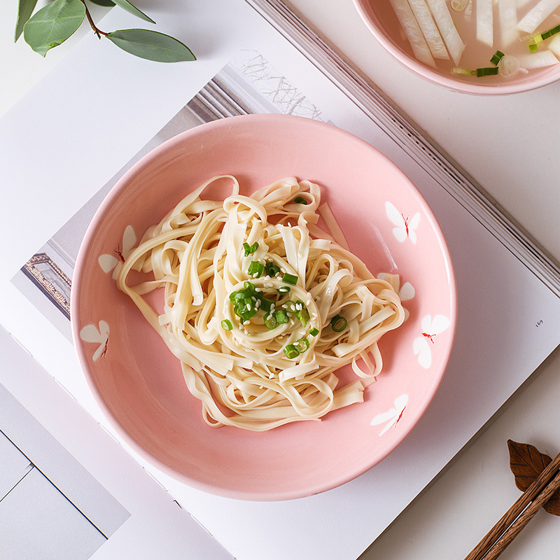 凌天 景德镇日式蝴蝶系列六人食套装小清新陶瓷餐具创意家用碗高清大图