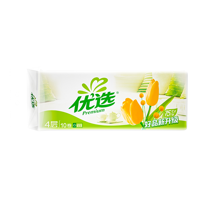 心相印 优选郁金香系列75克10粒装三层无芯卫生纸巾厕纸 冲厕易溶解 (橙花) LR910高清大图
