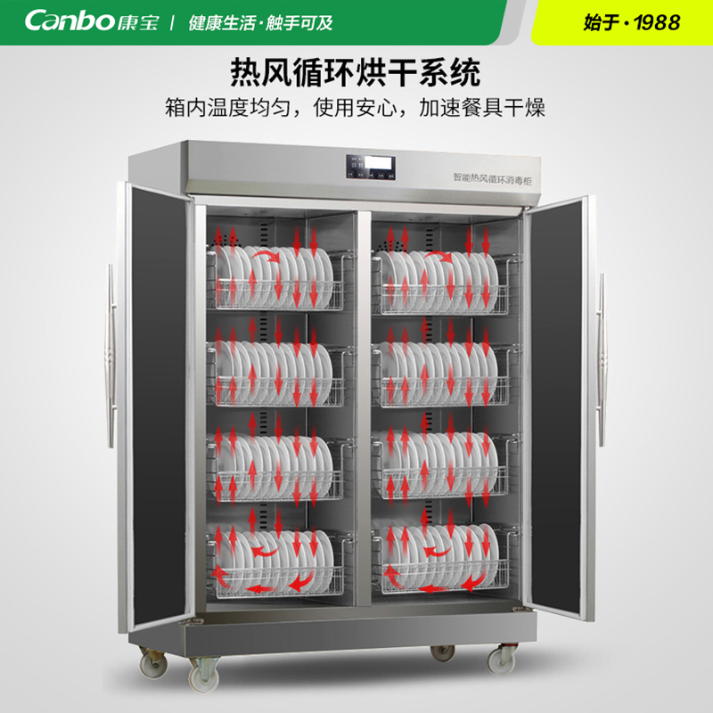 康宝(Canbo)RTD1380A-1B商用消毒柜 不锈钢 立式双门 后厨 餐厅酒店食堂学校二星高温消毒 热风循环餐具柜高清大图