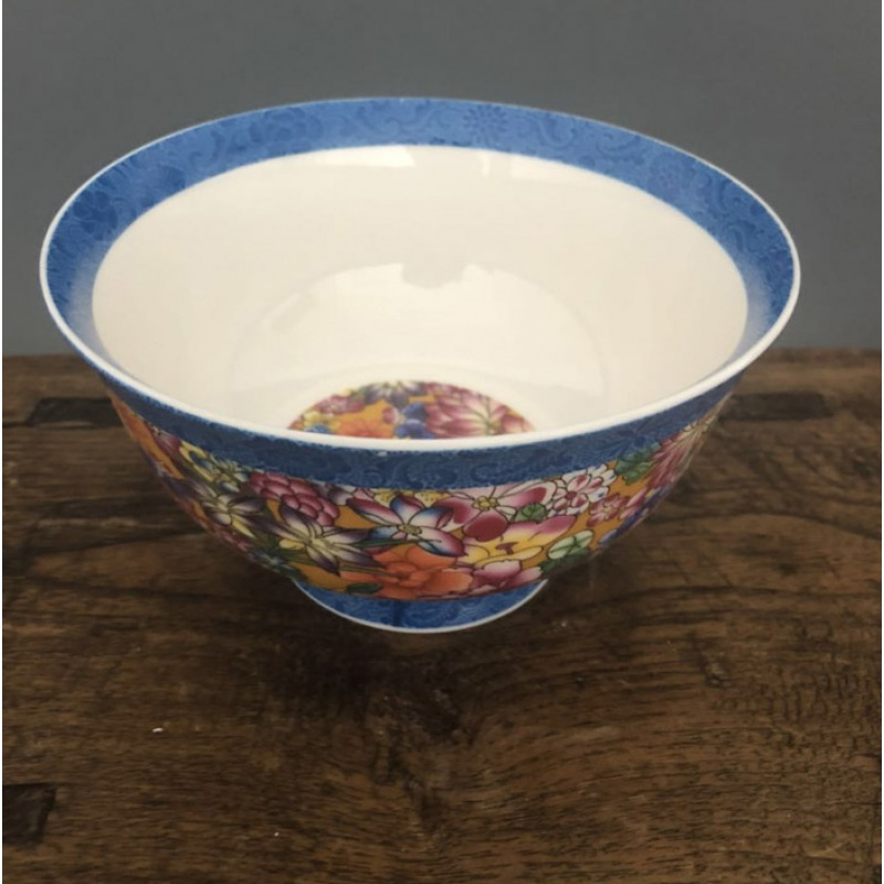 美帮汇清乾隆粉彩万花薄胎餐具饭碗景德镇仿古陶瓷家居装饰摆件收藏古玩高清大图