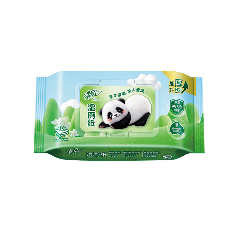 清风 草本湿厕纸新老包装随机发 BWB40WX 1层40片*12包/箱