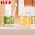 茶花(CHAHUA) 透明漱口杯带把手大容量刷牙杯牙缸洗漱杯2只_31