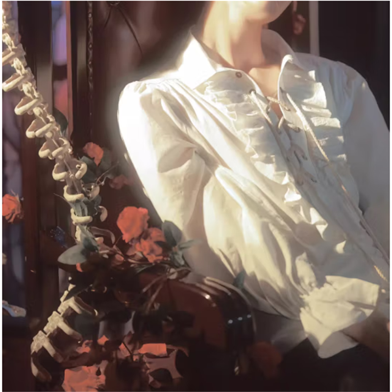 HD 万圣节服装男生穿搭法式中世纪宫廷风衬衫礼服男装cos吸血鬼衬衣 白色2XL高清大图