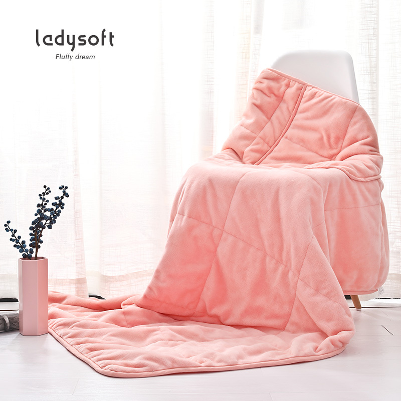 ladysoft御棉堂 磨毛多功能抱枕被法兰绒靠枕40*40cm/平铺110X150抱枕毯子两用