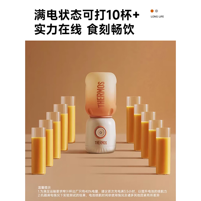 膳魔师(THERMOS)榨汁机 家用便捷式榨汁杯小型水果果汁机大容量多功能果汁杯吨吨桶 EHA-2214A-BG绿色高清大图