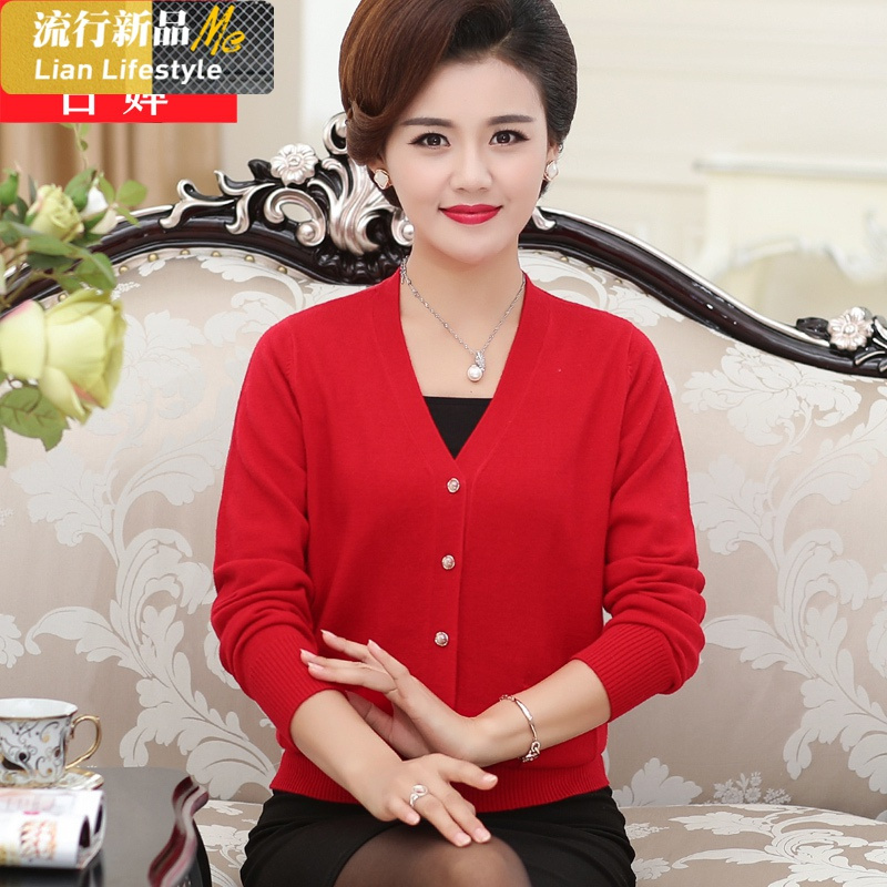 恋名媛妈妈春装长袖上衣40岁50中年女春秋季外套薄中老年人外搭开衫
