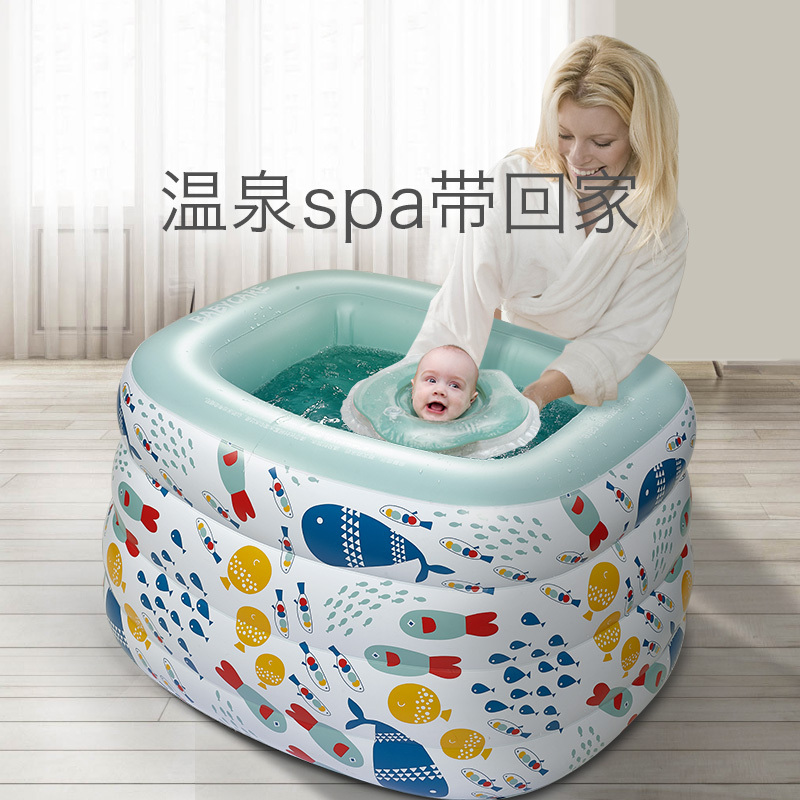 babycare婴儿游泳池家用加厚超大号小孩儿童充气游泳桶宝宝泡澡桶 150*105*50cm DCW