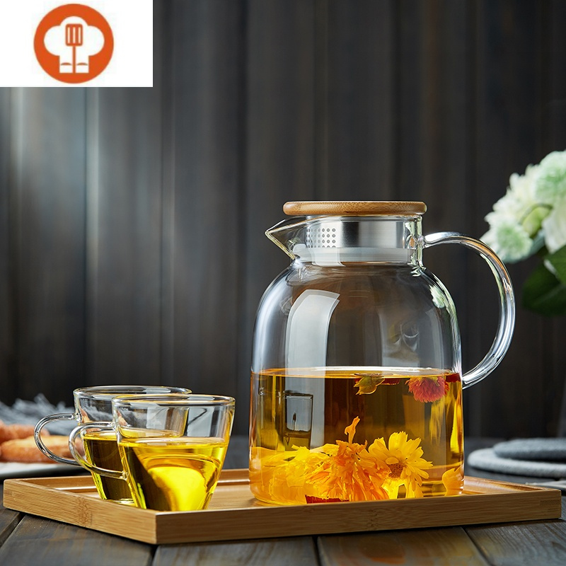 艺呈 Yicheng 家居器皿艺呈玻璃茶壶可高温加厚单壶过滤大号红茶茶具家用煮茶器泡花茶壶 套装1600ml 2个杯子 竹子茶盘 加厚款 价格图片品牌报价 苏宁易购杰伦生活厨具专营店