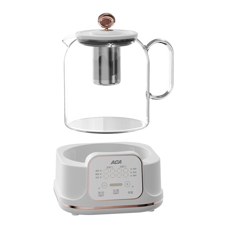 ACA北美电器多功能养生壶1.4L大容量煮茶器烧水壶 智能预约保温防干烧 全玻璃易清洗ALY-G14YS09D高清大图