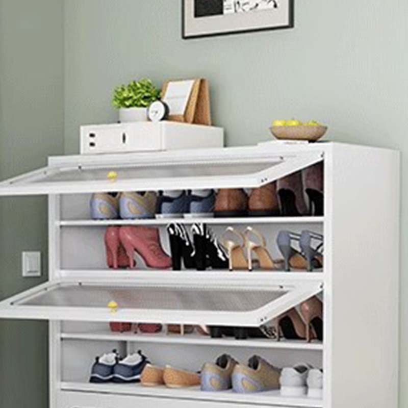 DXBG家用门口鞋柜室内入户储物柜一体翻门钢制2门4层80宽-灰高清大图