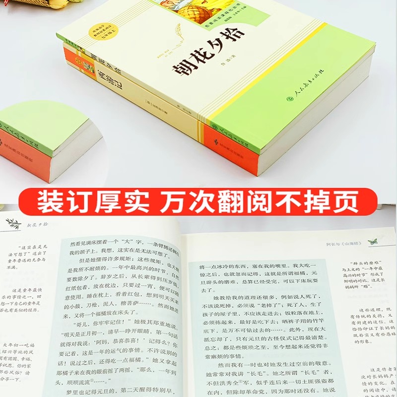 七上朝花、西游+七下骆驼、海底 [正版]朝花夕拾鲁迅原著+西游记无删减版七年级上册必读课外书人民教育出版社阅读白洋淀纪事高清大图