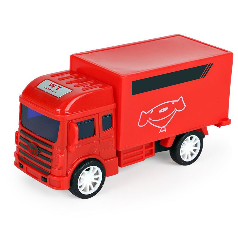 仿真惯性可开门快递车集装箱运输车汽车模型男孩货柜车儿童玩具车红色