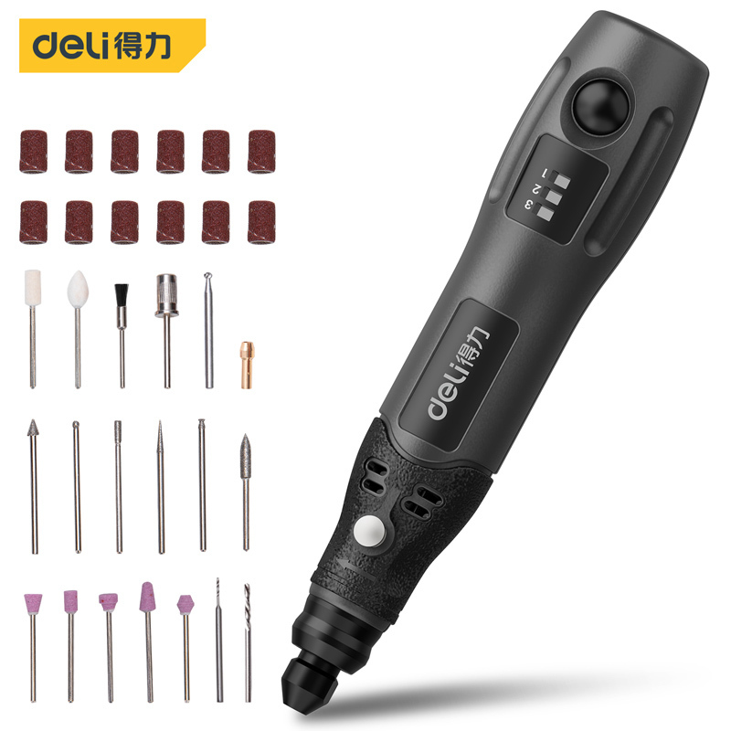 得力/deli 锂电电磨机套装(黑) 4V/700mAh DL6392