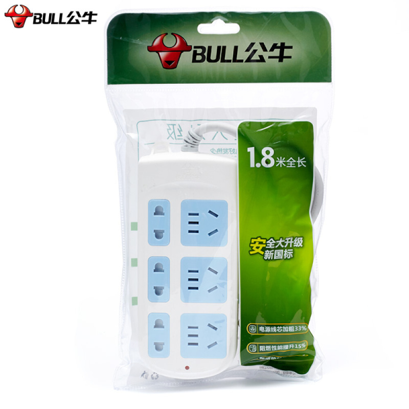 公牛(bull) 插座新国标接线板GN-102 6位全长1.8米