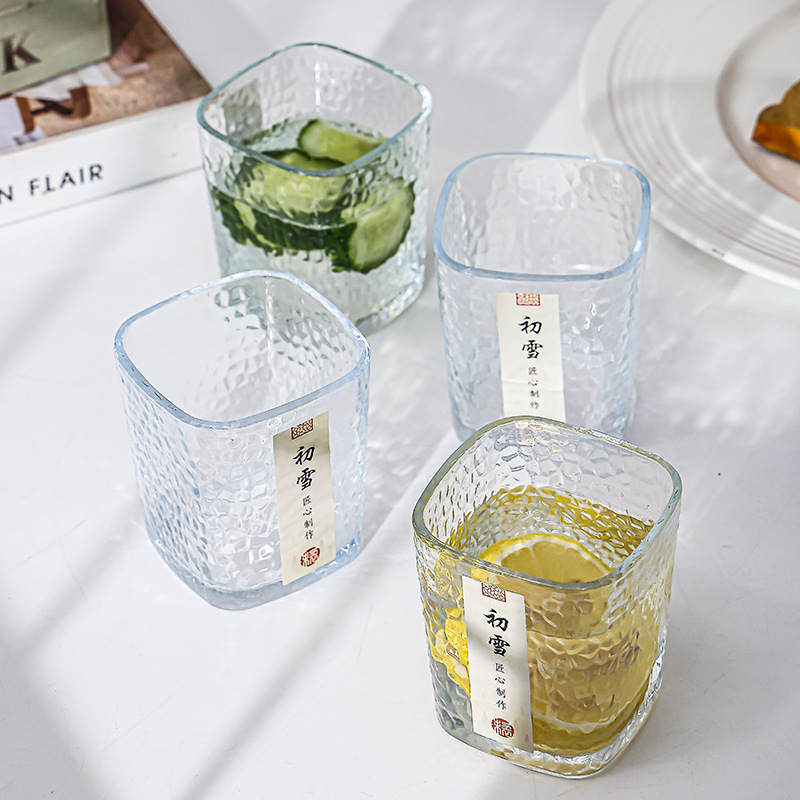 初雪锤纹玻璃小茶杯 4个起发 12个起彩盒包装发货-12个以内泡沫盒发货|230ml
