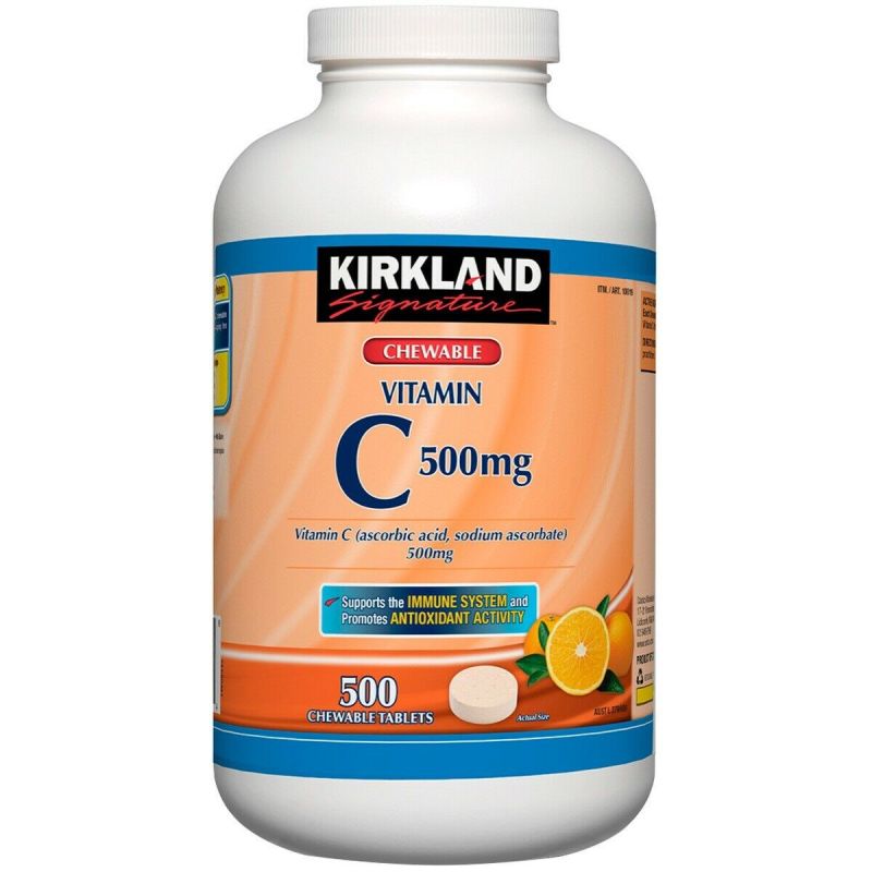 柯克兰 Kirkland 橙味维生素C 咀嚼片500mg 500粒 1瓶装 玫瑰果VC 澳洲进口