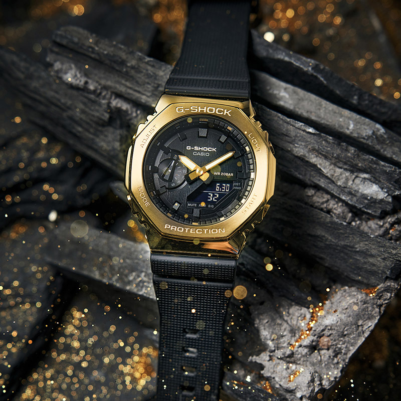 卡西欧手表gshock王鹤棣同款黄金时代新黑金系列金属表盘男女运动表款