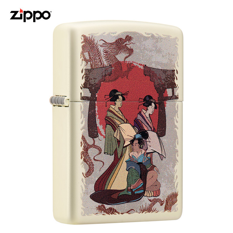 Zippo打火机美国进口之宝防风打火机芝宝白色216-C-000004日式和风