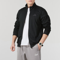 阿迪达斯（adidas）夹克男士新款运动服针织加厚防风休闲上衣立领外套KT0839 ZP 3XL JI8818/黑色