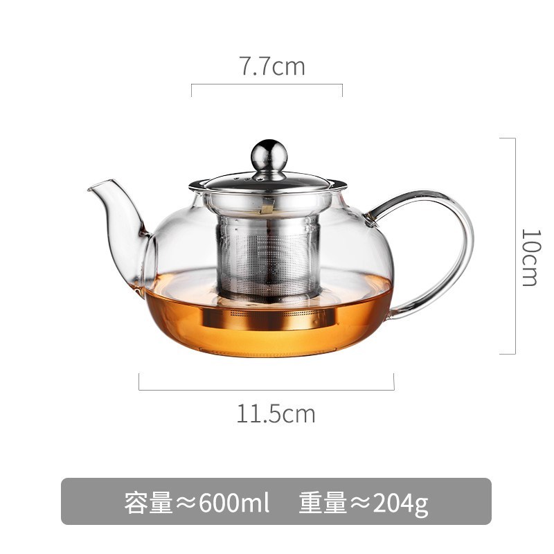 家柏饰(CORATED)加厚高温玻璃茶壶家用小大号泡茶壶煮茶器花茶过滤茶具套装单壶 800ML+4个小杯+茶盘+底座高清大图