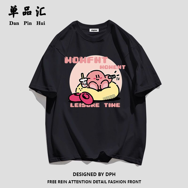 单品汇夏季2022新款可爱卡通小熊印花纯棉短袖T恤女宽松上衣服ins