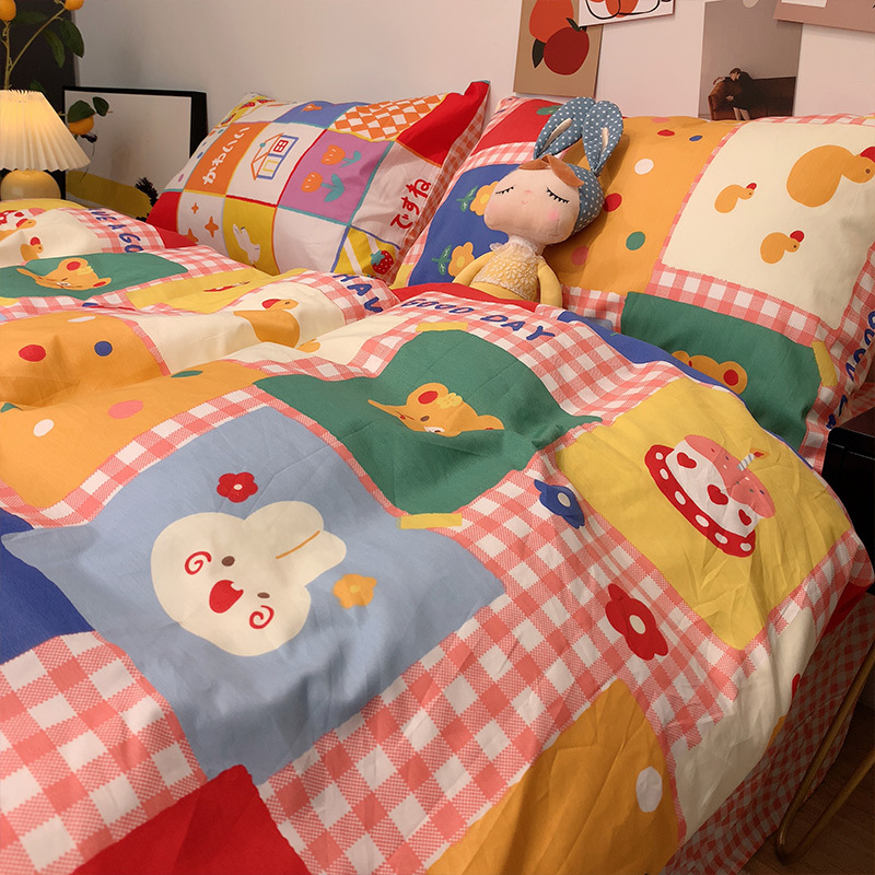 全棉四件套纯棉床单床笠被套4学生宿舍单人床3三件套床上用品夏季