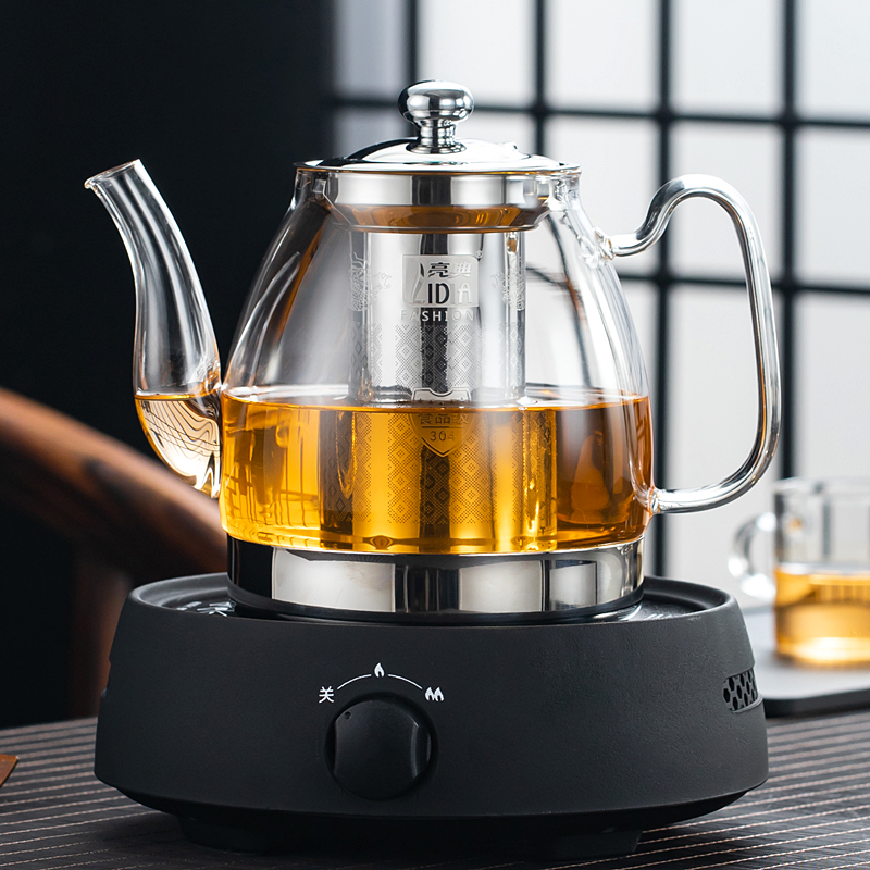 电磁炉金蛋专用茶壶平底茶具加厚耐热玻璃烧水壶加热单壶大容量煮茶器