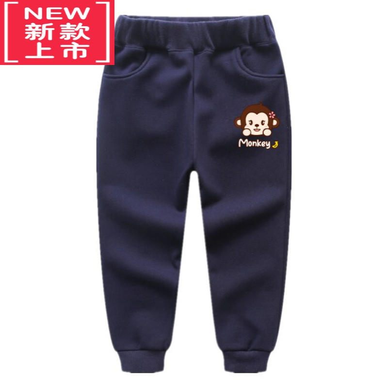 可莉允男童加绒加厚裤子春装2022新款儿童运动裤韩版潮小童保暖卡通3岁6保暖裤