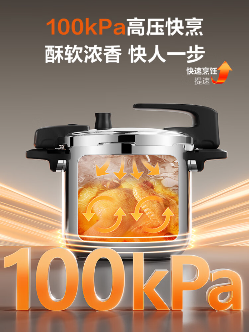 苏泊尔(SUPOR)家用聚能速热加厚快煮压力锅 7L YW223SL3高清大图