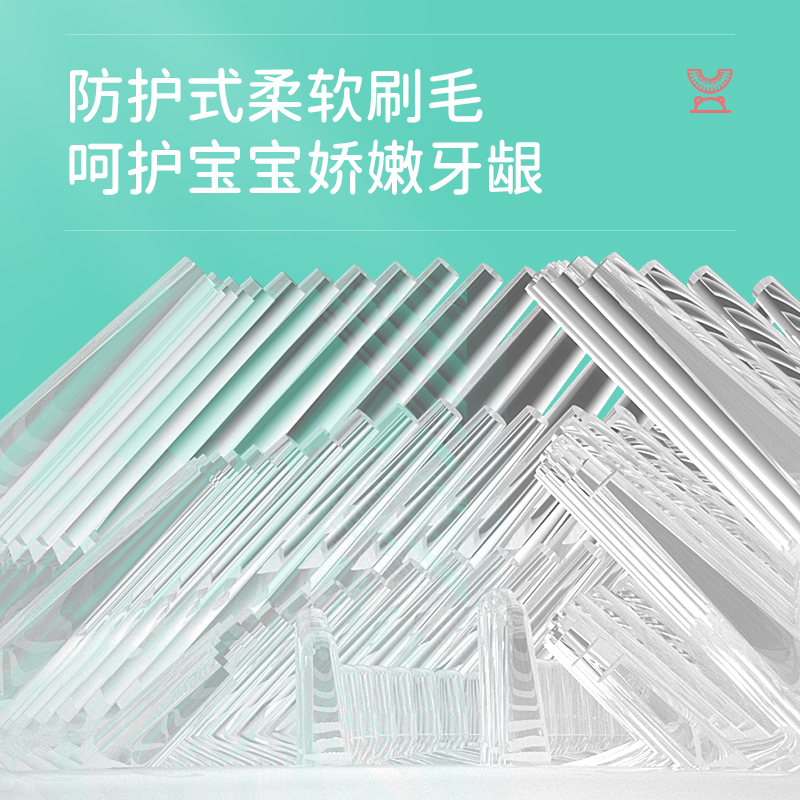 婴儿牙刷软毛硅胶2-3-4-5-6岁儿童训练乳牙刷洁牙器幼儿童宝宝手动U型牙刷 T9可爱熊绿