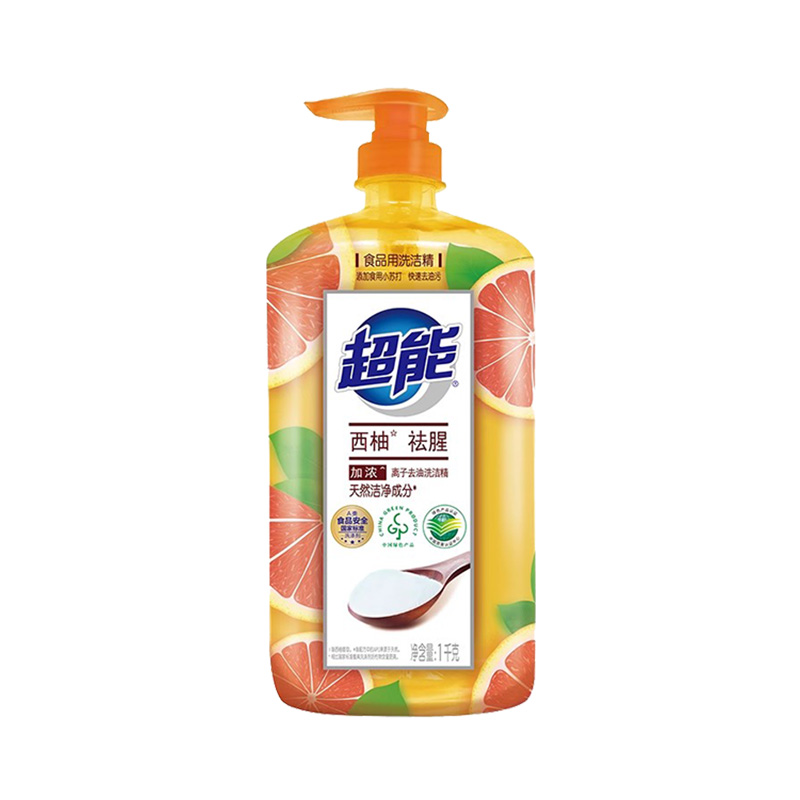 超能洗洁精离子去油温和洁净除味(西柚祛腥)1kg(包装随机)