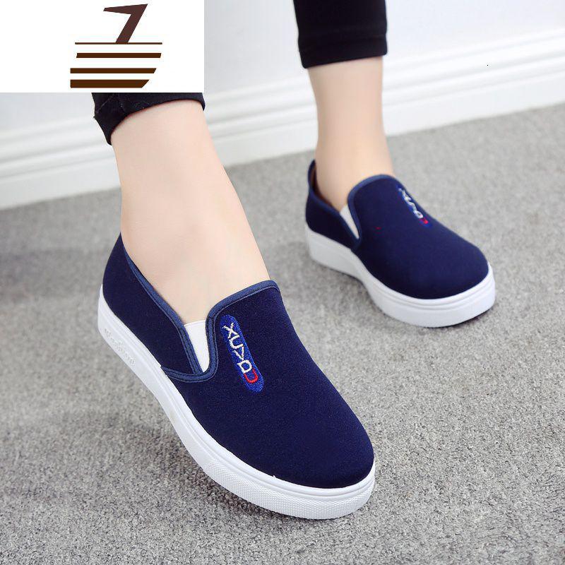 尗卡懒人鞋女帆布鞋一脚蹬新款平底黑色休闲学生单鞋女布鞋