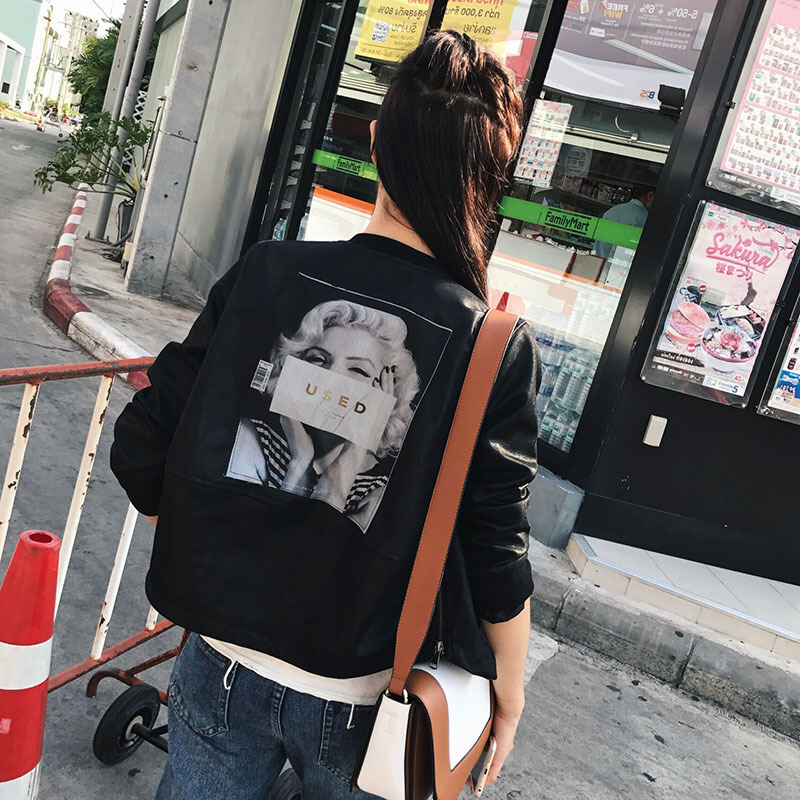 港风棒球服外套女春秋季韩版学生2018新款bf原宿宽松百搭夹克短潮黑色