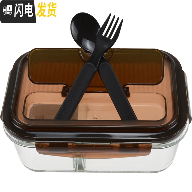 三维工匠旗舰店玻璃保鲜盒ock分隔型微波炉上班族长方形便当饭盒 长1000(3分隔)高清大图