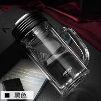 工具库 哈尔斯HAERS 双层玻璃商务水杯 办公杯 玻璃杯 300ml 黄色