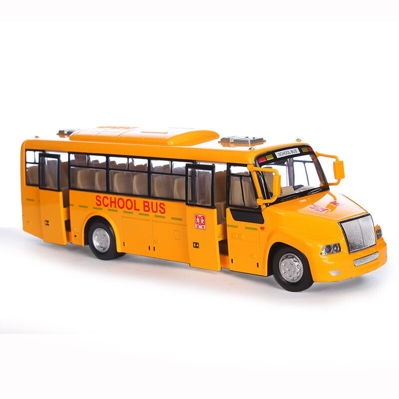 合金车模旅游大巴士长途大客车公交车合金汽车模型回力玩具车旅游大巴