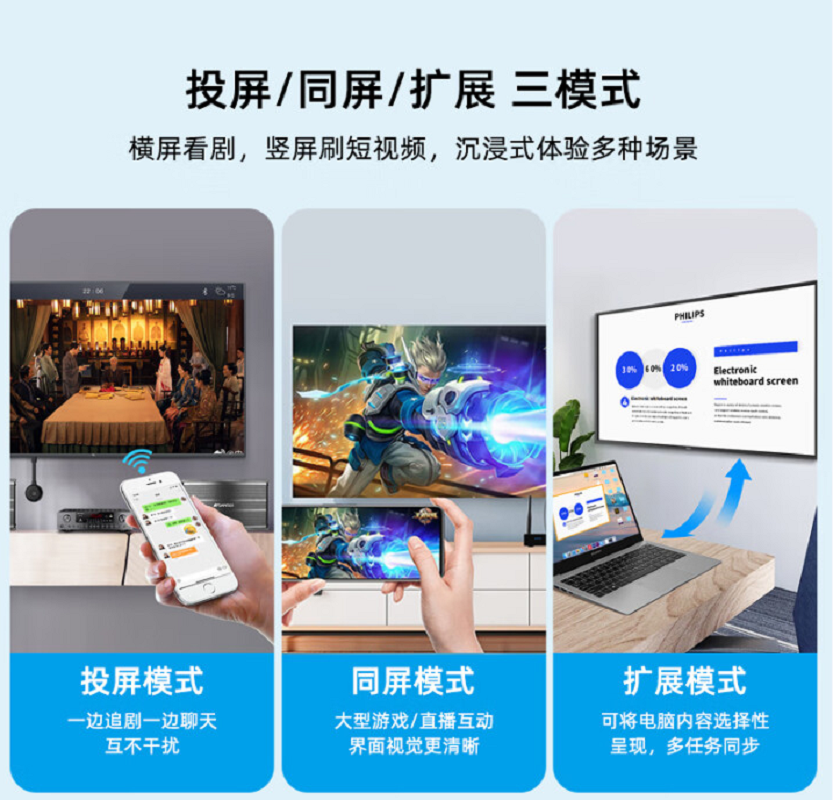 GOTTOMIX 无线投屏器高清传输办公家用同屏苹果安卓华为手机接电视显示投影仪高清大图